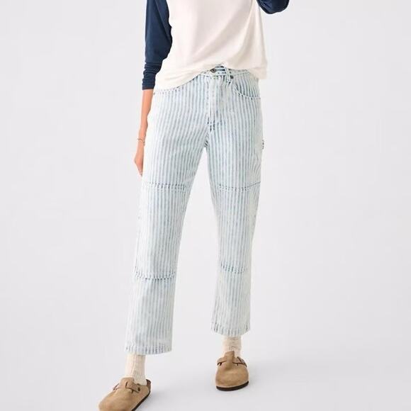 Faherty Topsail Carpenter Pants Button Fly Railroad Stripe High Rise Womens 29 - Picture 1 of 10